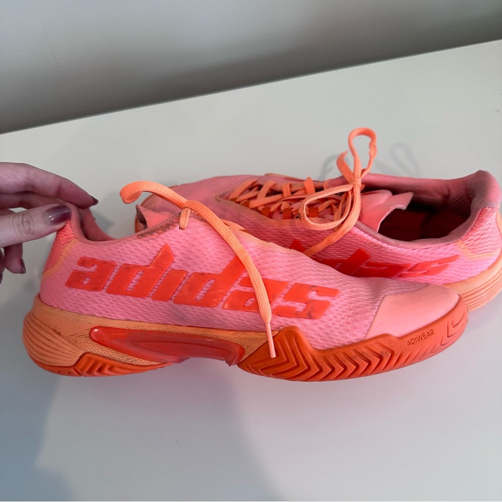 Adidas Barricade Orange and Pink Women’s Tennis Court Shoes Size 9